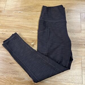 Prana Ribbed Leggings Cargo Pockets Women Medium Gray black High Rise